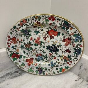 Vintage Daher Decorated Ware Oval Tray Dish Floral Made in England